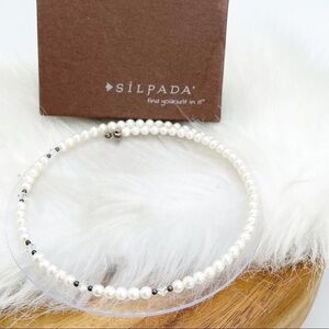 Silpada Pearl Crystal Sterling Silver 925 Choker Gemstone Necklace